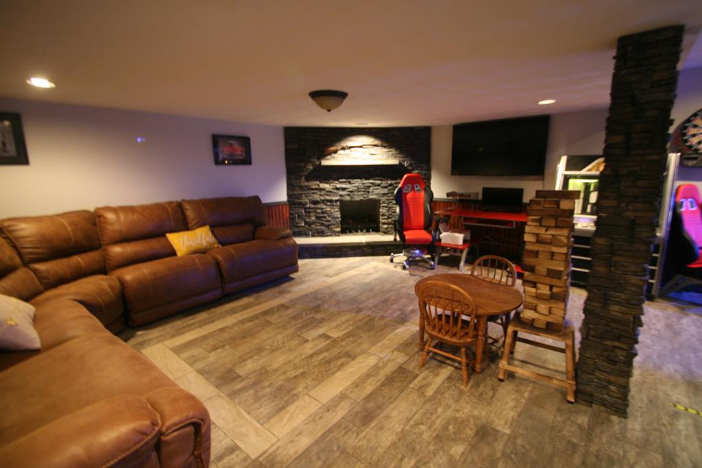 Basement Finished Family Room w Fireplace